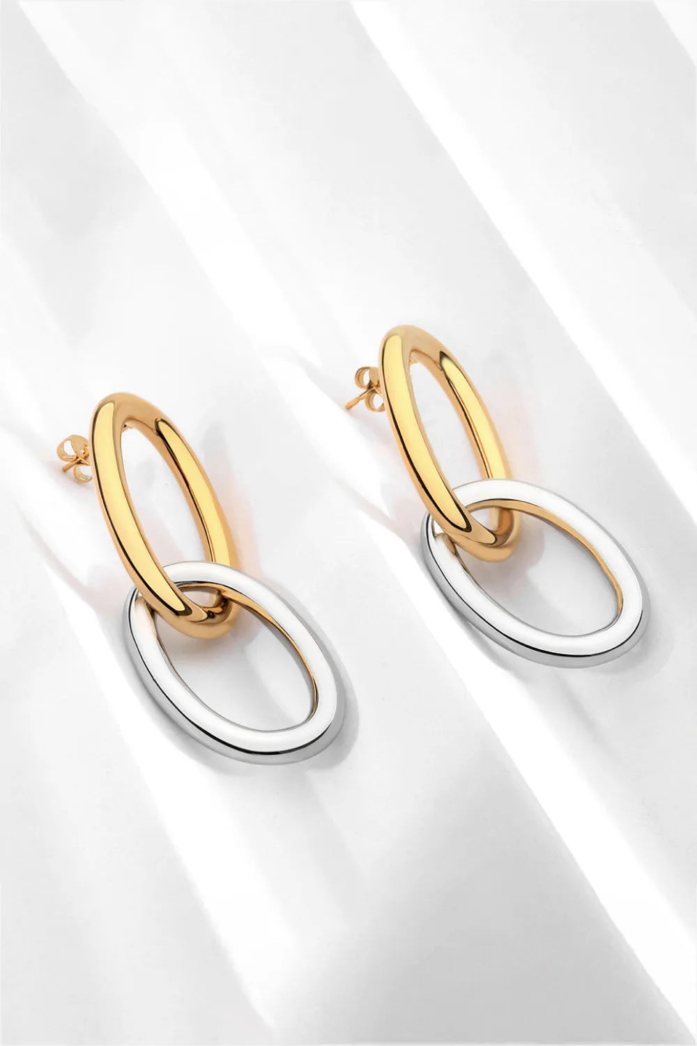 Two-Tone Double Hoop Earrings Earrings - Tophatter Daily Deals