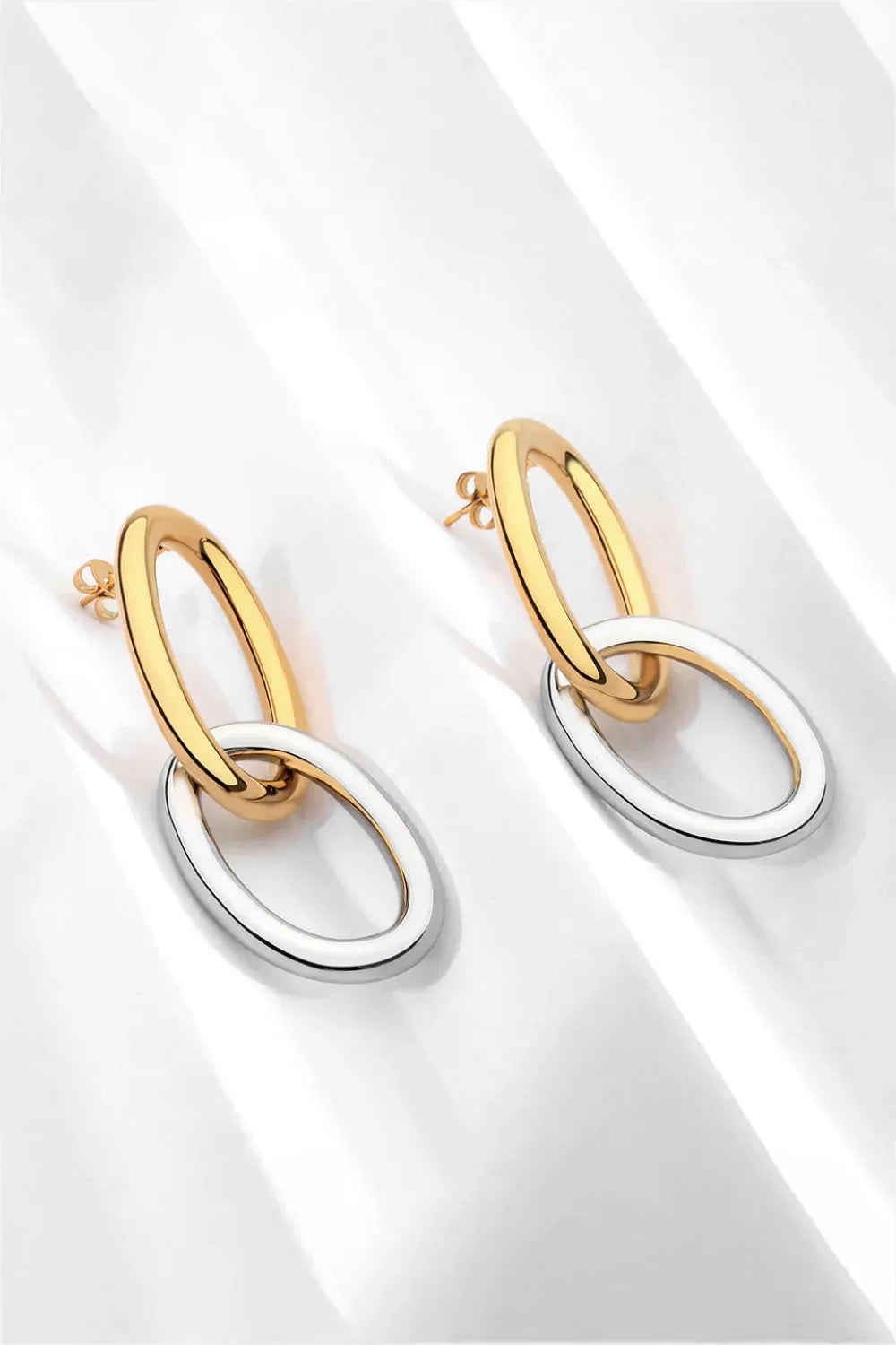Two-Tone Double Hoop Earrings Earrings - Tophatter Daily Deals