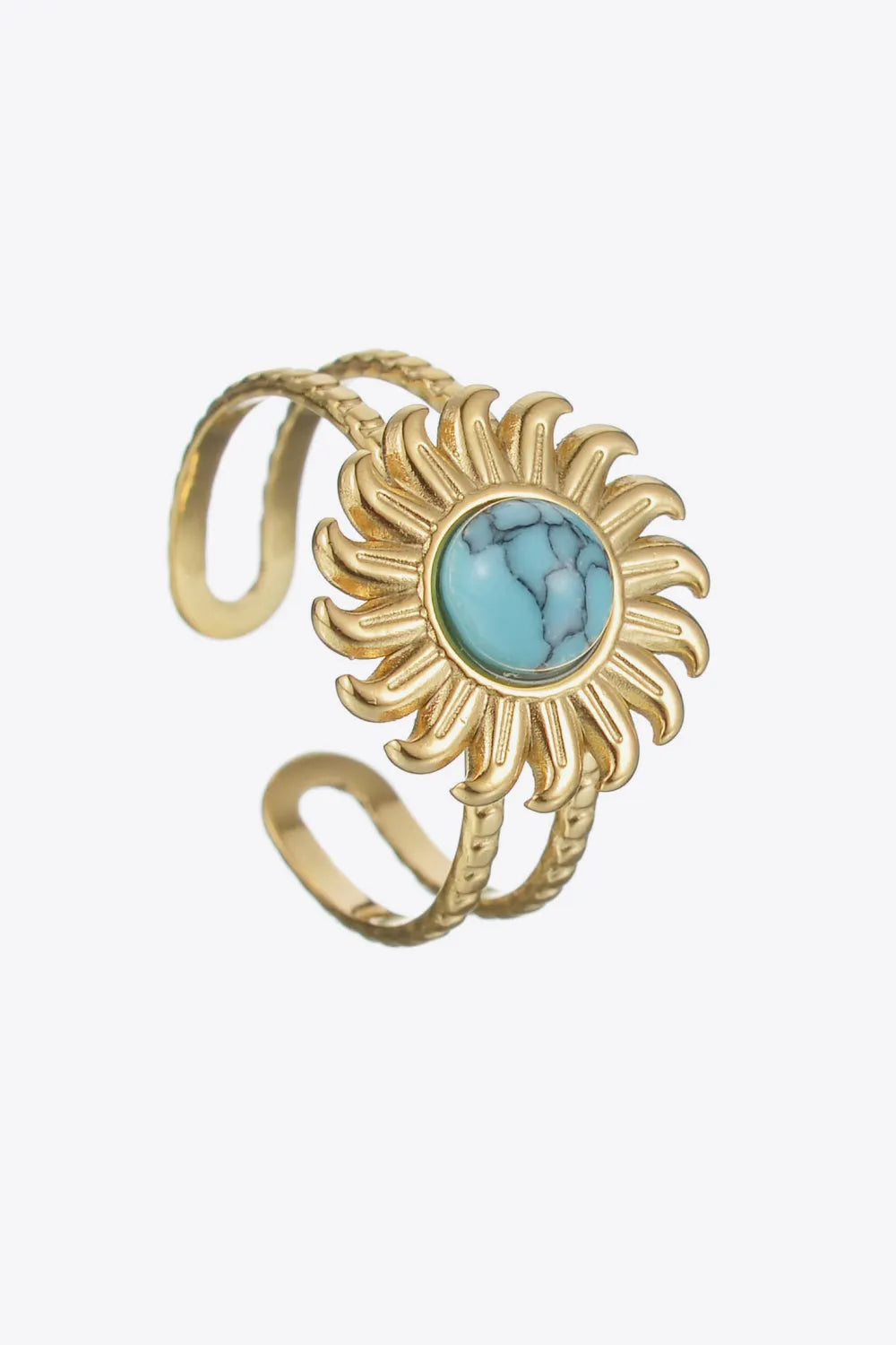 Turquoise Stainless Steel Open Ring Rings - Tophatter Daily Deals