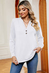 Notched Long Sleeve T-Shirt Women's T-Shirts - Tophatter Daily Deals