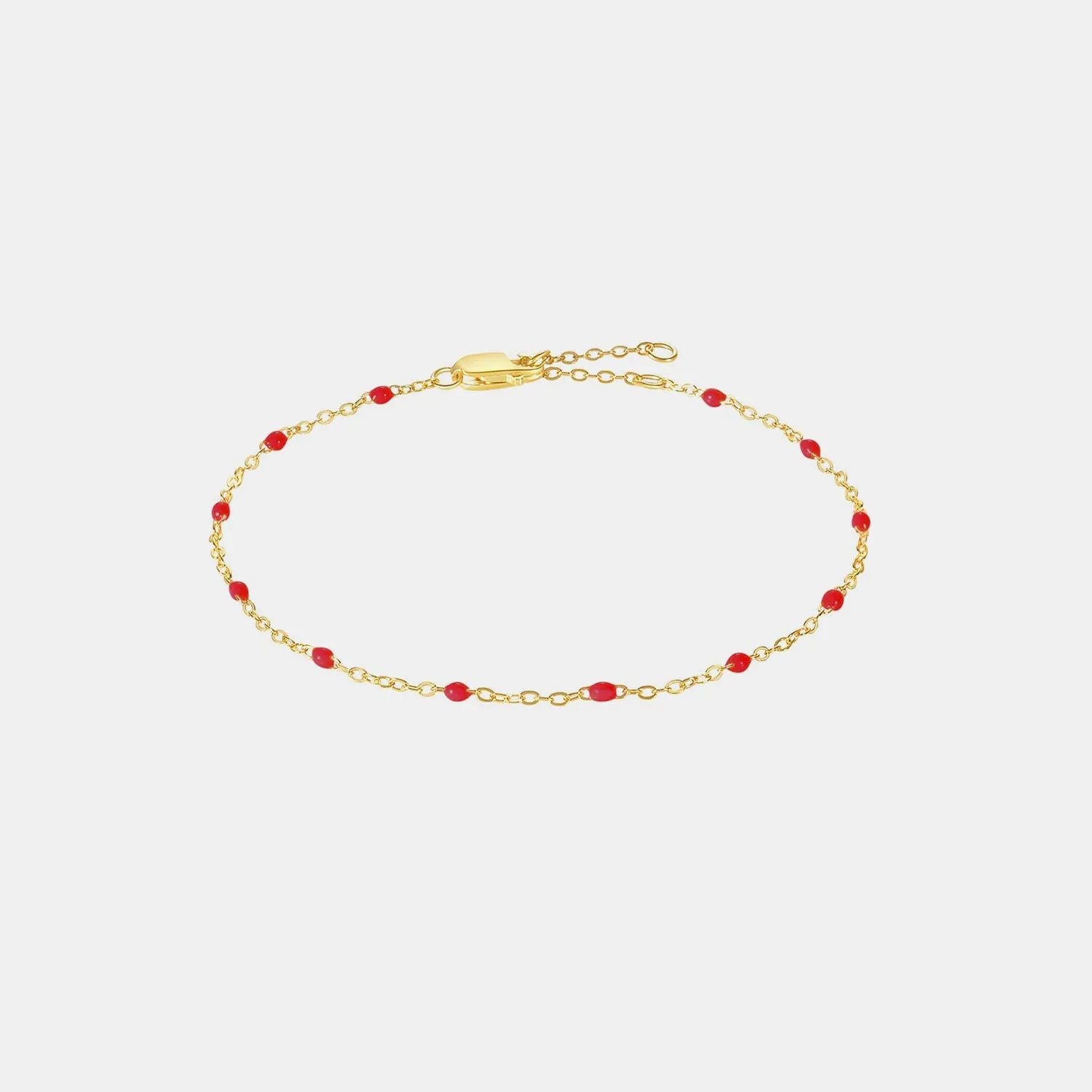 Bead 925 Sterling Silver Bracelet Gold Red One Size Bracelets - Tophatter Daily Deals