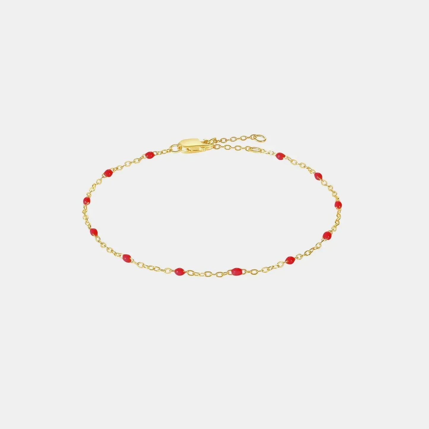 Bead 925 Sterling Silver Bracelet Gold Red One Size Bracelets - Tophatter Daily Deals