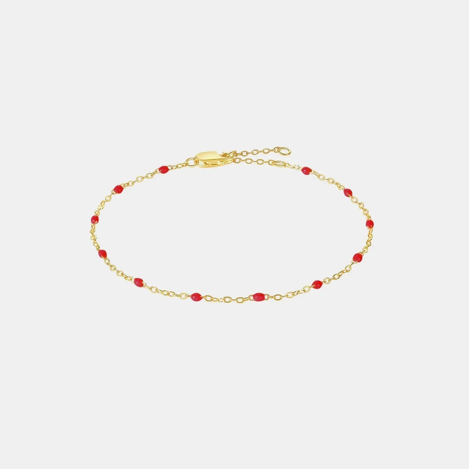 Bead 925 Sterling Silver Bracelet Gold Red One Size Bracelets - Tophatter Daily Deals