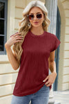 Round Neck Cap Sleeve T-Shirt Women's T-Shirts - Tophatter Daily Deals