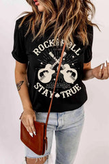 Graphic Round Neck Short Sleeve T-Shirt Women's T-Shirts - Tophatter Daily Deals