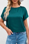 Round Neck Cuffed Sleeve Top Women's T-Shirts - Tophatter Daily Deals