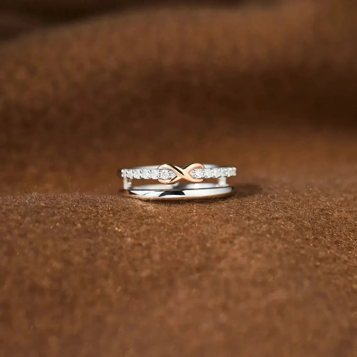 Double-Layered Zircon 925 Sterling Silver Ring Rings - Tophatter Daily Deals