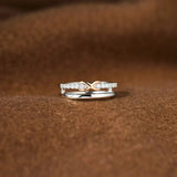 Double-Layered Zircon 925 Sterling Silver Ring Rings - Tophatter Daily Deals