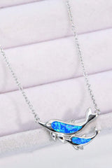 Opal Dolphin Chain-Link Necklace Opal - Tophatter Daily Deals