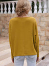 Waffle-Knit Boat Neck Long Sleeve Top Blouses - Tophatter Daily Deals