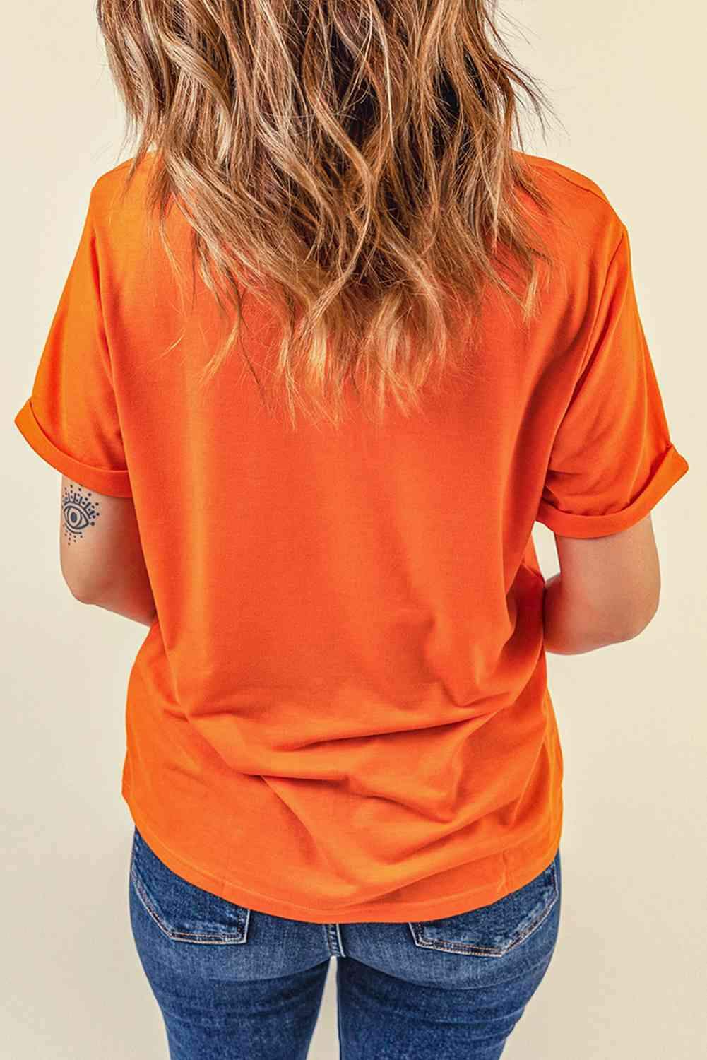 Round Neck Cuffed Short Sleeve Tee Women's T-Shirts - Tophatter Daily Deals