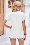 Eyelet V-Neck Petal Sleeve T-Shirt Women's T-Shirts - Tophatter Daily Deals