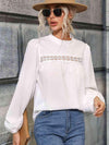 Round Neck Puff Sleeve Blouse Blouses - Tophatter Daily Deals