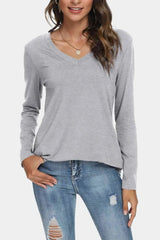 V-Neck Long Sleeve T-Shirt Women's T-Shirts - Tophatter Daily Deals