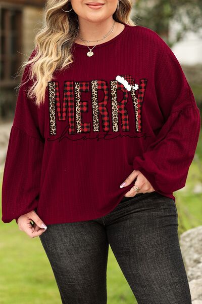 Plus Size MERRY CHRISTMAS Dropped Shoulder Top - Uncle Tophatter Offers Only The Best Deals And Didcounts