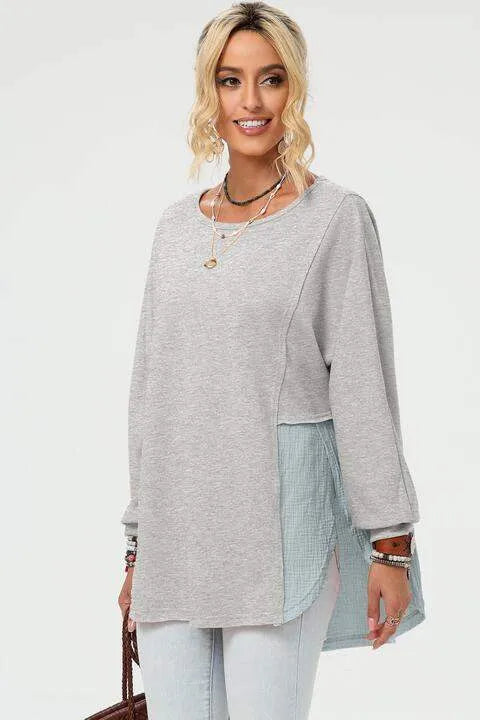Curved Hem Dolman Sleeve Top Blouses - Tophatter Daily Deals