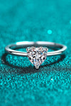 925 Sterling Silver Heart-Shaped Moissanite Solitaire Ring Silver Moissanite - Tophatter Daily Deals