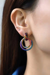 Multicolored Double Hoop Earrings Earrings - Tophatter Daily Deals