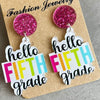 HELLO SECOND GRADE Acrylic Dangle Earrings Style E One Size Earrings - Tophatter Daily Deals