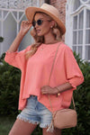 Round Neck Dolman Sleeve Textured Blouse Blouses - Tophatter Daily Deals