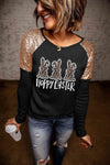 HOPPY EASTER Sequin Raglan Sleeve Top - Tophatter Deals