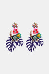 Leaf & Flower Shape Zinc Alloy Dangle Earrings Navy One Size Earrings - Tophatter Daily Deals