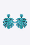 Beaded Banana Leaf Earrings Pastel Blue One Size Earrings - Tophatter Daily Deals