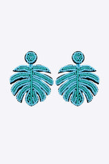 Beaded Banana Leaf Earrings Pastel Blue One Size Earrings - Tophatter Daily Deals