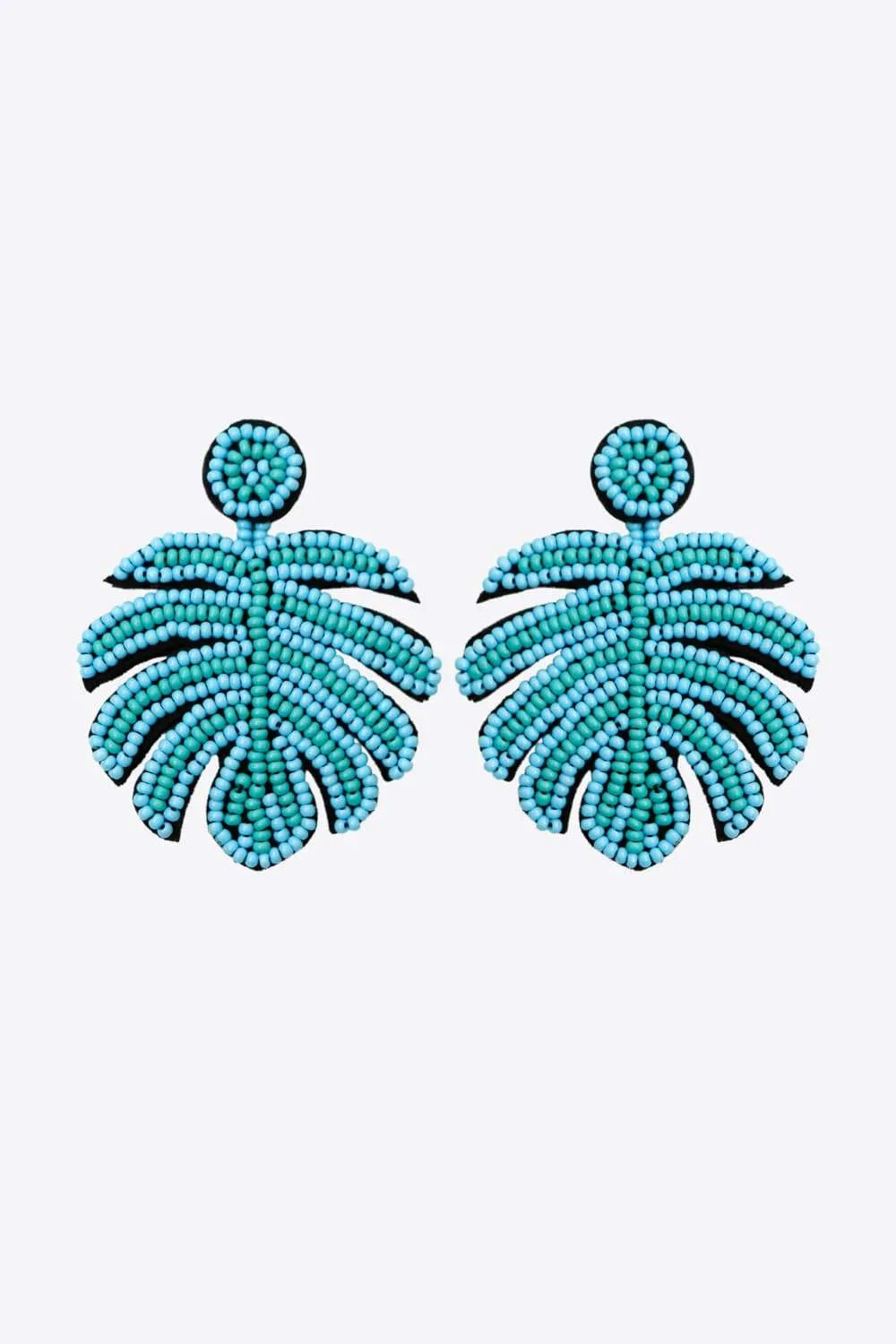 Beaded Banana Leaf Earrings Pastel Blue One Size Earrings - Tophatter Daily Deals