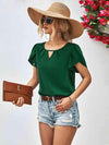 Cutout Round Neck Petal Sleeve Blouse Blouses - Tophatter Daily Deals