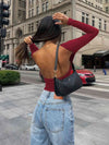 Backless Round Neck Long Sleeve Blouse Blouses - Tophatter Daily Deals