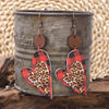 PU Leather Wood Heart Dangle Earrings Leopard One Size Earrings - Tophatter Daily Deals