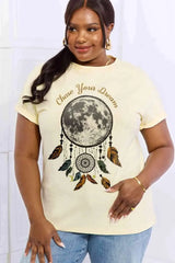Simply Love Simply Love Full Size CHASE YOUR DREAM Graphic Cotton Tee Women's T-Shirts - Tophatter Daily Deals