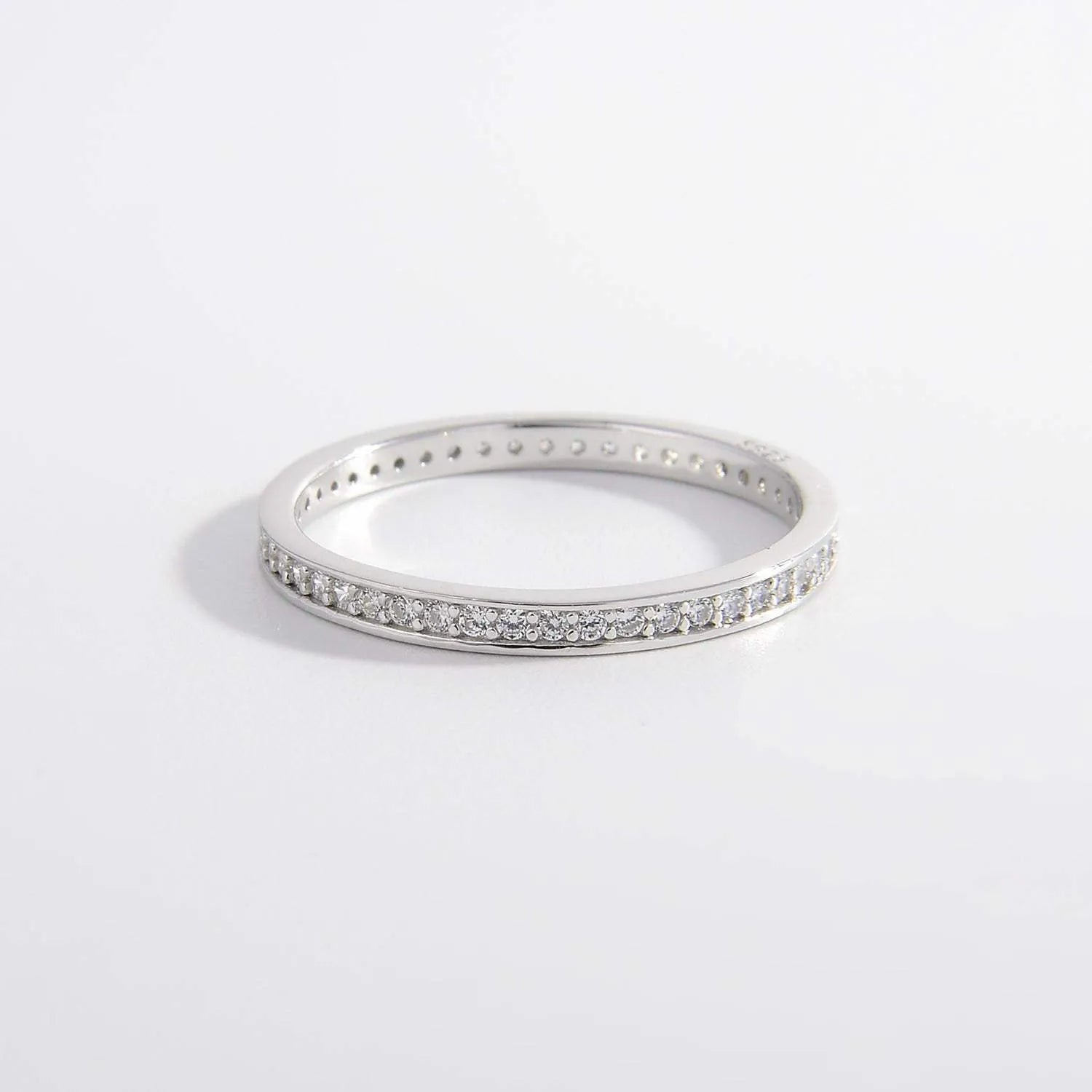 925 Sterling Silver Inlaid Zircon Ring Silver Rings - Tophatter Daily Deals