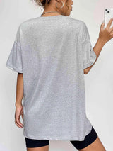 Round Neck Short Sleeve Graphic T-Shirt Women's T-Shirts - Tophatter Daily Deals