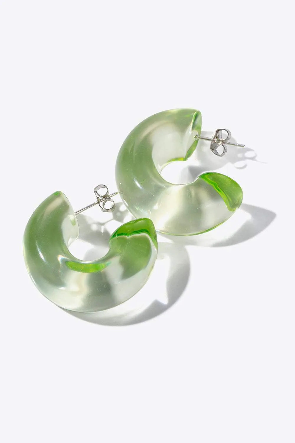 Resin C-Hoop Earrings Lime One Size Earrings - Tophatter Daily Deals