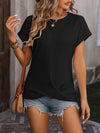 Cable-Knit Round Neck Short Sleeve T-Shirt Women's T-Shirts - Tophatter Daily Deals