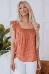 Floral Smocked Square Neck Top Blouses - Tophatter Daily Deals