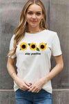 Simply Love Full Size STAY POSITIVE Sunflower Graphic Cotton Tee Women's T-Shirts - Tophatter Daily Deals