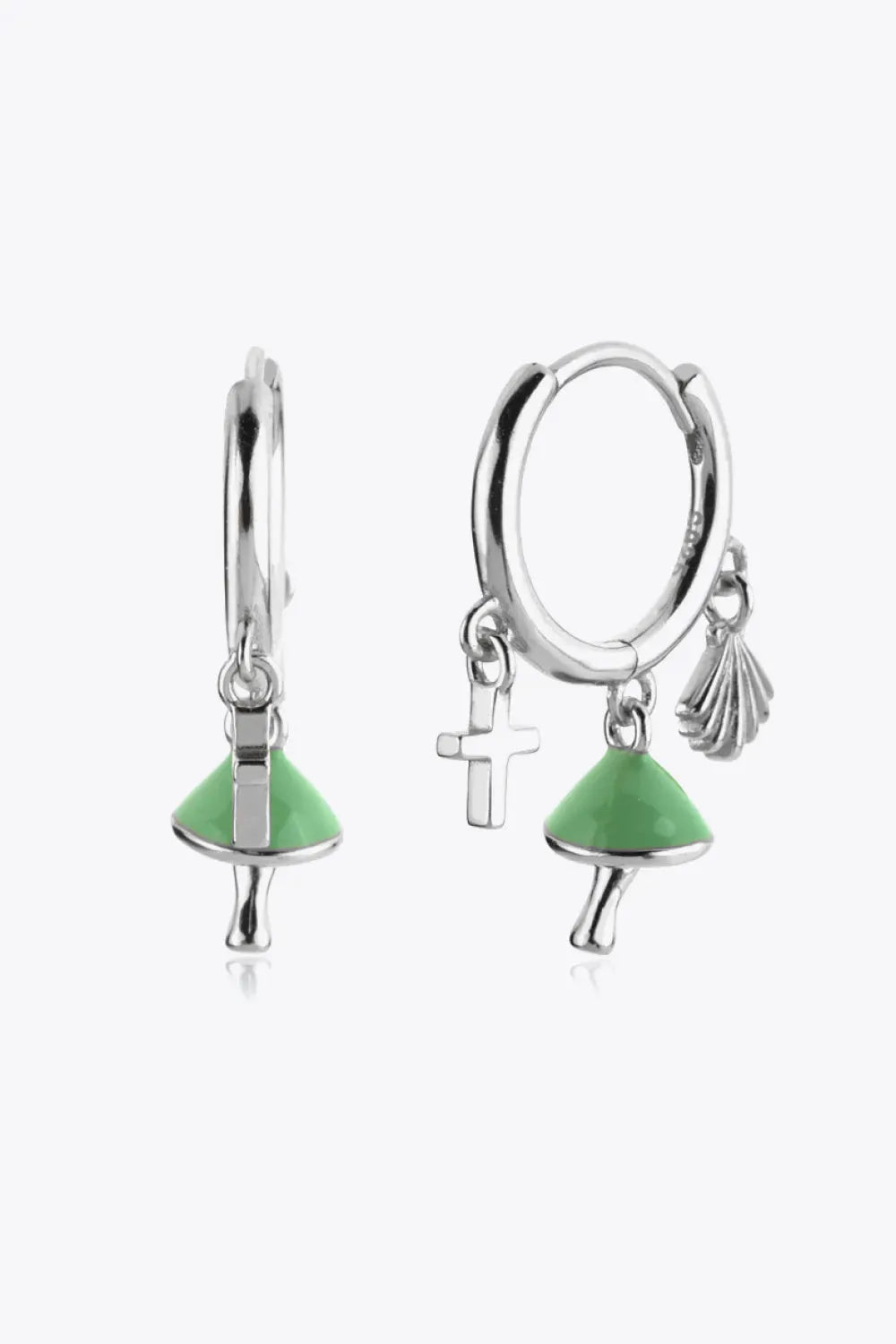 925 Sterling Silver Multi-Charm Drop Earrings Silver One Size Earrings - Tophatter Daily Deals