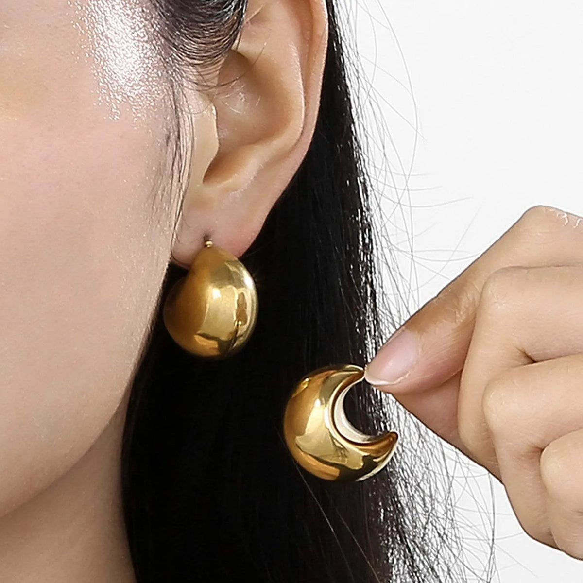 Stainless Steel Moon Shape Earrings Earrings - Tophatter Daily Deals