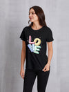 LOVE IS ALL YOU NEED Round Neck T-Shirt Black Women's T-Shirts - Tophatter Daily Deals