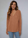 Dropped Shoulder High-Low Waffle-Knit Top Blouses - Tophatter Daily Deals