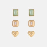 3-Piece Alloy Stud Earrings Gold One Size Earrings - Tophatter Daily Deals