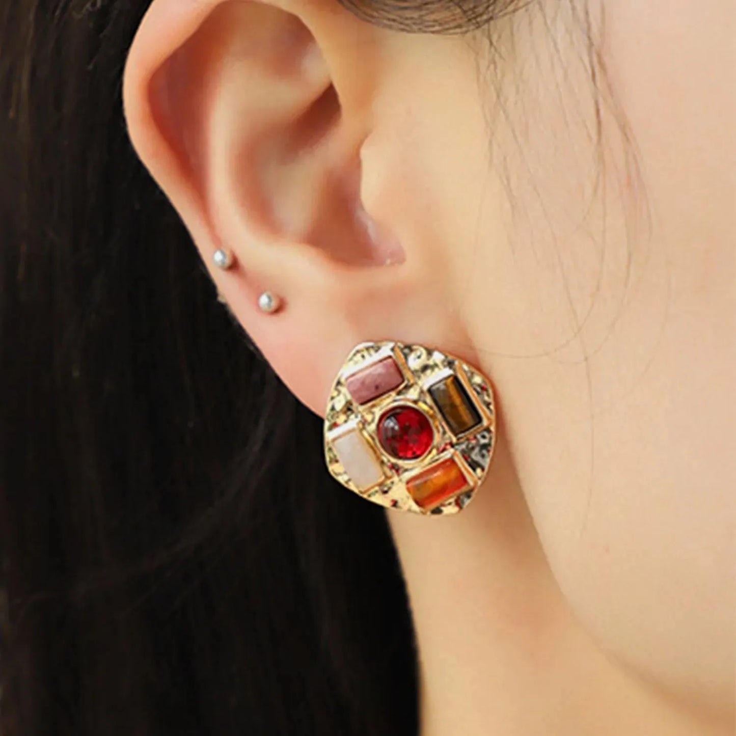 Heart & Geometric Alloy Earrings Earrings - Tophatter Daily Deals