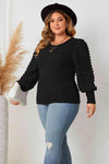 Plus Size Round Neck Lantern Sleeve Blouse Women's T-Shirts - Tophatter Daily Deals