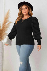 Plus Size Round Neck Lantern Sleeve Blouse Women's T-Shirts - Tophatter Daily Deals