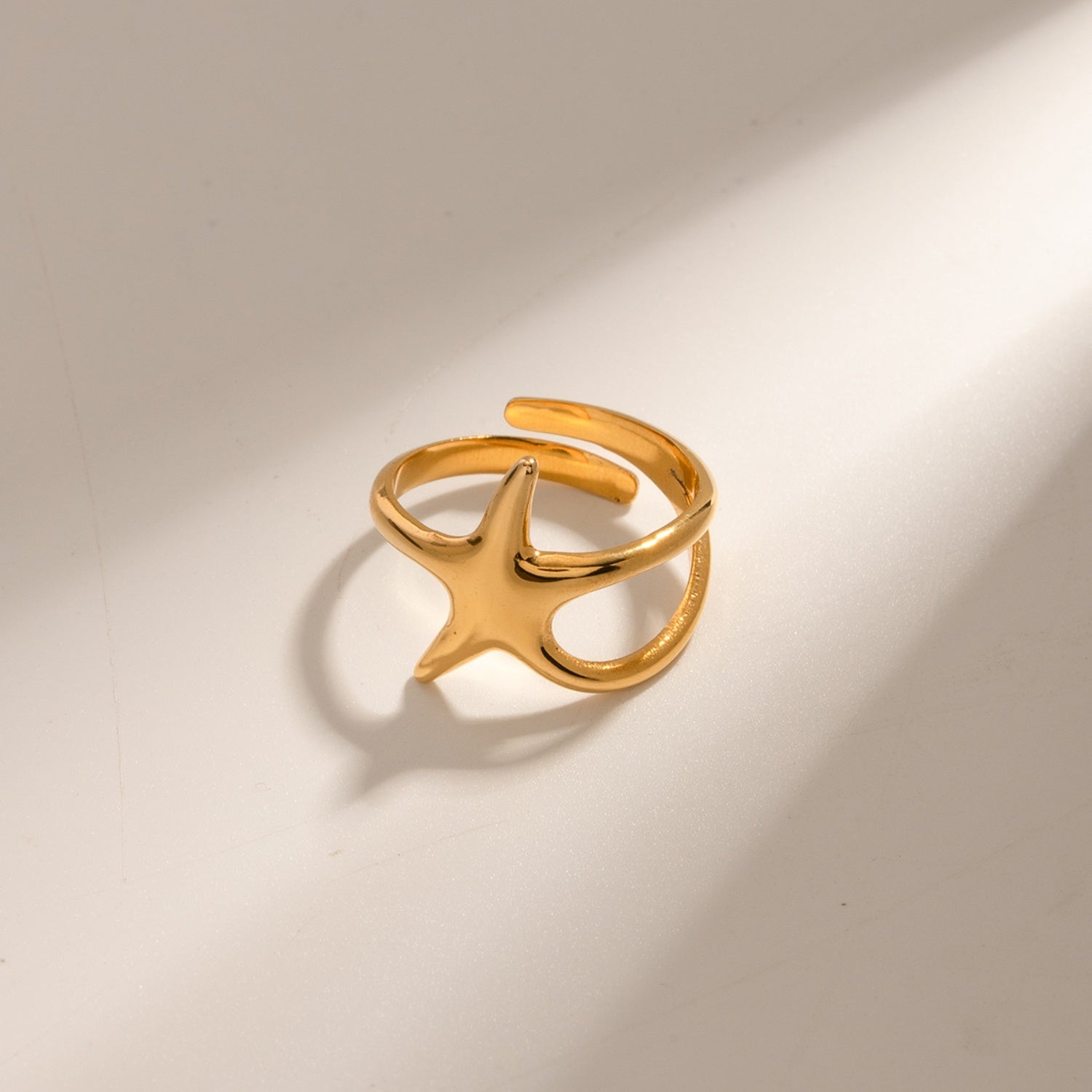 Gold-Plated Stainless Steel Star Ring - Tophatter Deals