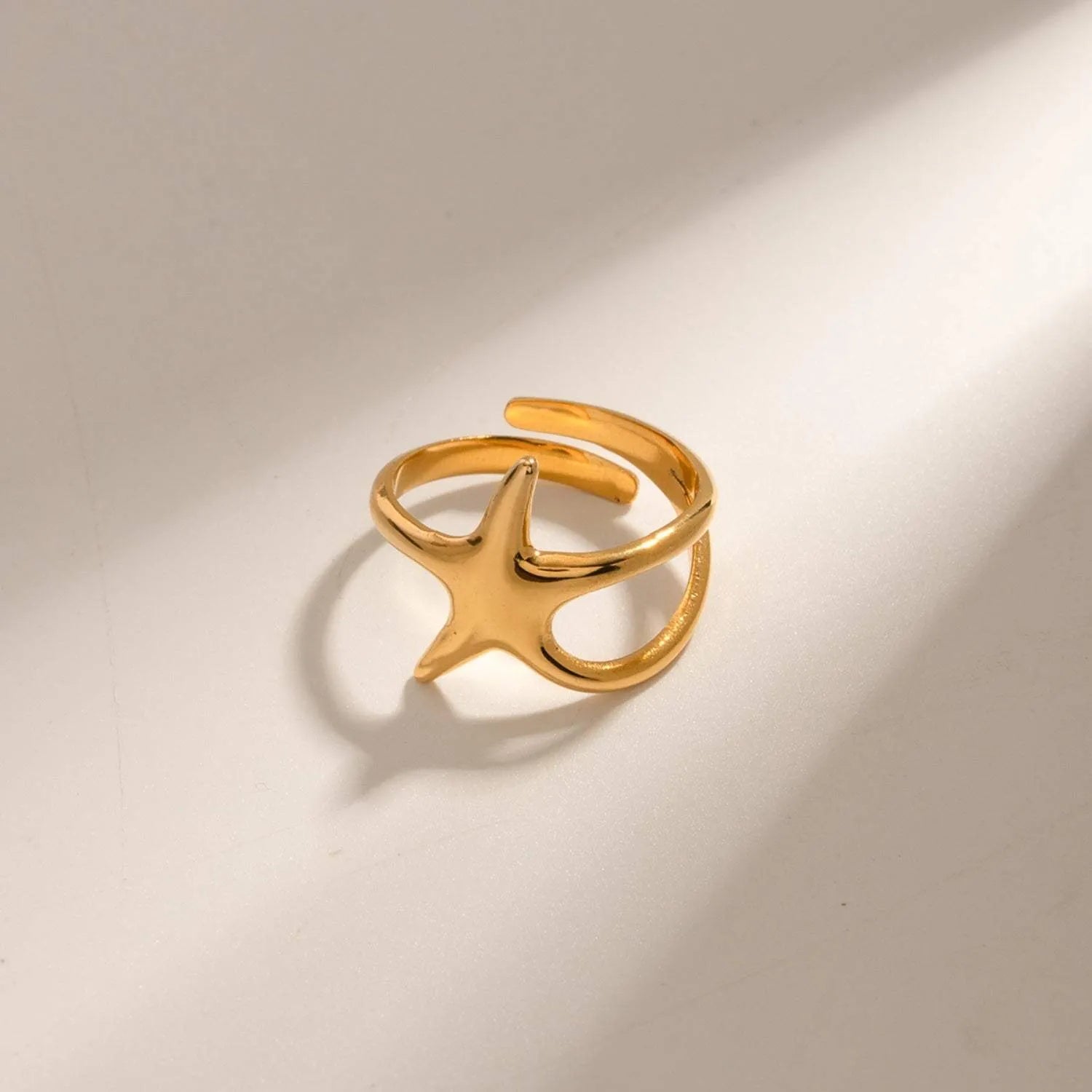 Gold-Plated Stainless Steel Star Ring Gold One Size Rings - Tophatter Daily Deals