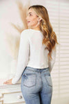 Full Size Long Sleeve Cropped Top Blouses - Tophatter Daily Deals